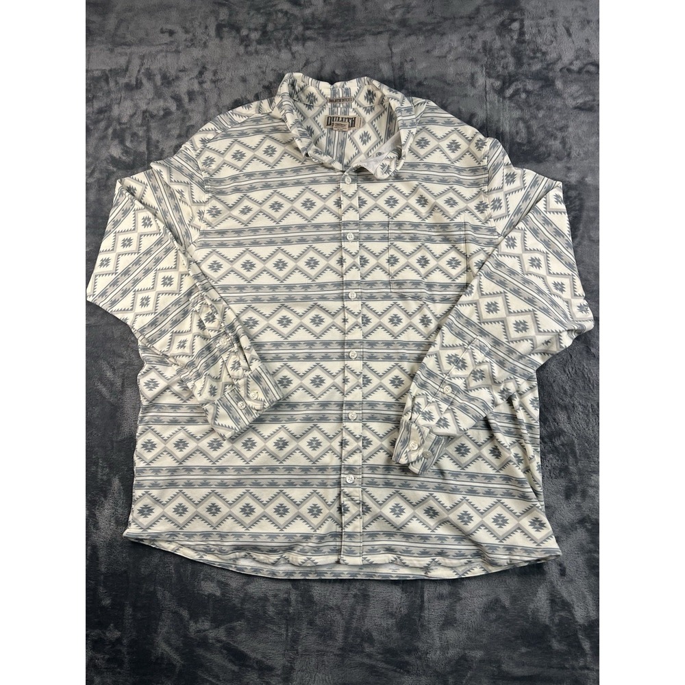 Duluth Trading Co Untucked Shirt Mens 2XL Gray Aztec Southwest Geometric Cotton